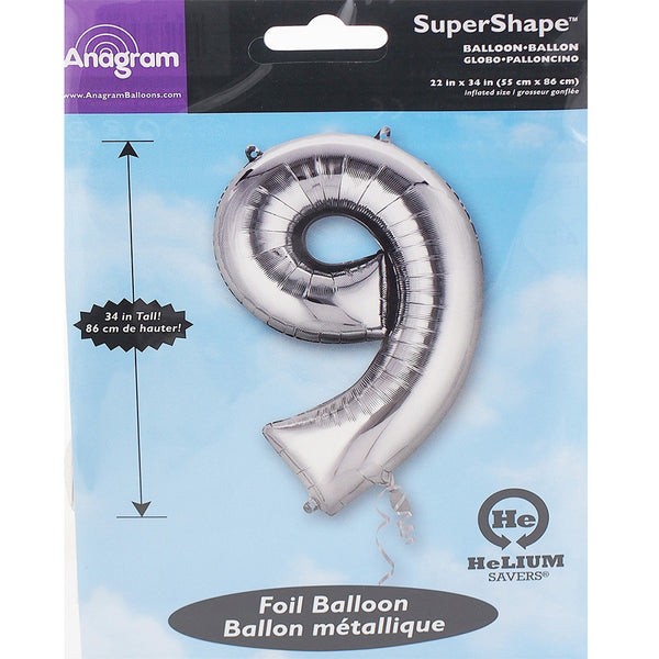 Silver Foil number balloon