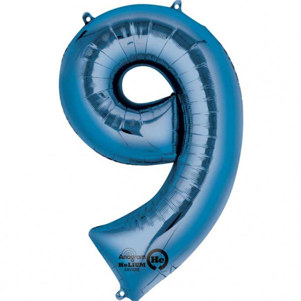 Blue Number 9 balloon