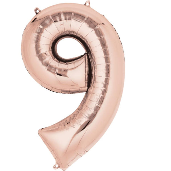 Rose gold number 9 foil balloon