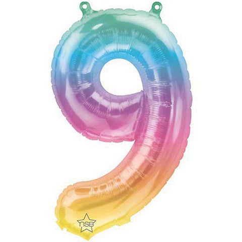 Mini Shape Air - Filled Jelli Ombre Number 9 Foil Balloon 16"