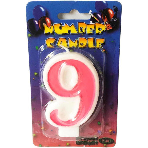 Pink number 9 candle