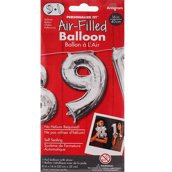 Silver number 9 balloon