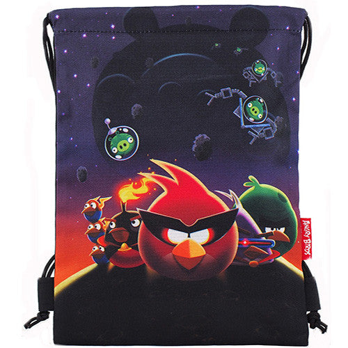 Angry Birds Rovio Character Licensed Black Drawstring Bag