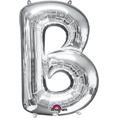 Giant Silver Letter B Foil Balloon 34"