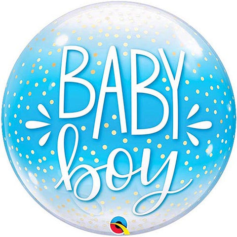 Baby Boy Blue Confetti Dots Bubble Balloon 22"