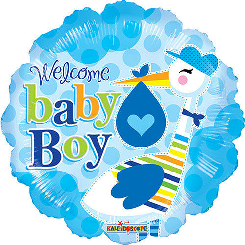 18" Welcome Baby Boy For Baby Shower Blue Foil / Mylar Balloons ( 6 Balloons )