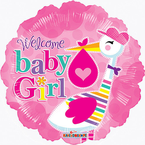 18" Welcome Baby Girl For Baby Shower Pink Foil / Mylar Balloons ( 6 Balloons )