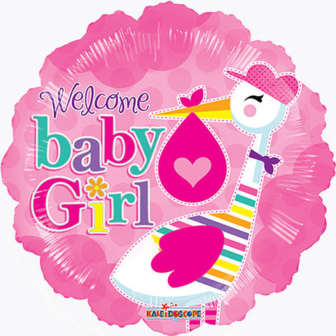 18" Welcome Baby Girl For Baby Shower Pink Foil / Mylar Balloons ( 6 Balloons )