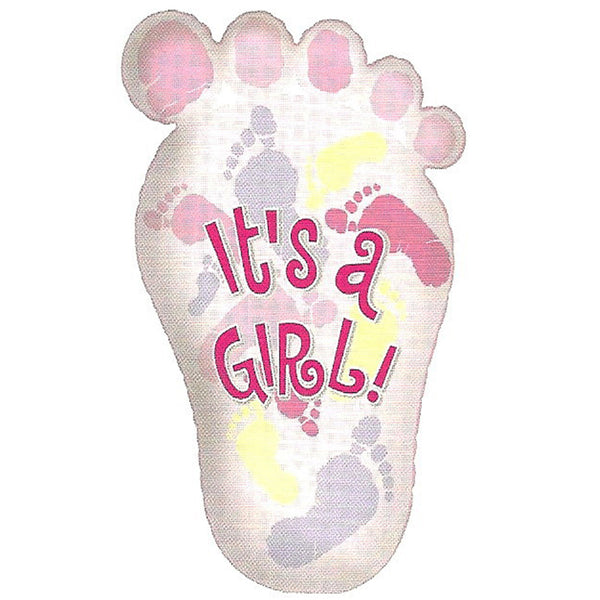 Baby Girl Footprint Super Shape Pink Foil / Mylar Balloon 28" ( 1 Balloon )