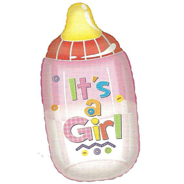 Baby Girl Bottle Super Shape Pink Foil / Mylar Balloon 28"