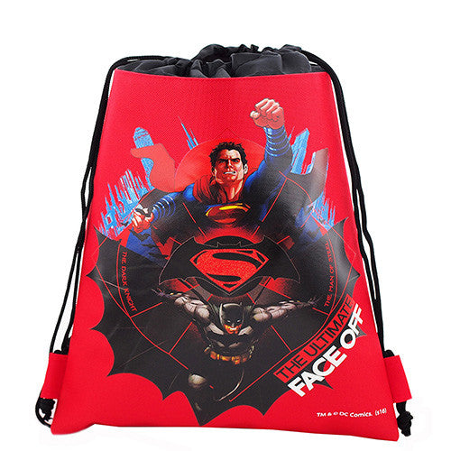 Batman vs Superman Character Authentic Licensed Red Drawstring Bag