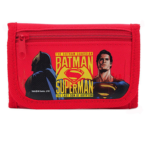 Batman vs Superman Dawn Justice Authentic Licensed Red Trifold Wallet