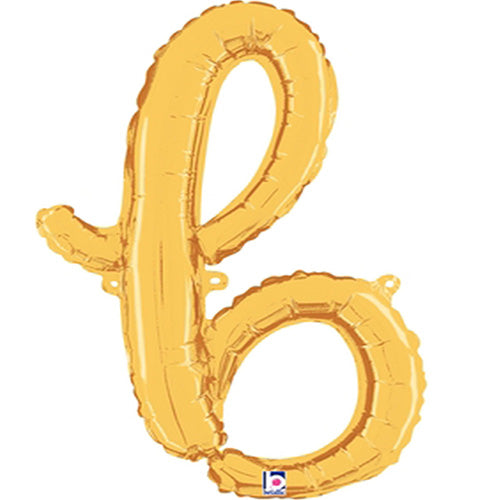 Gold Script Letter B Foil Balloon 24"