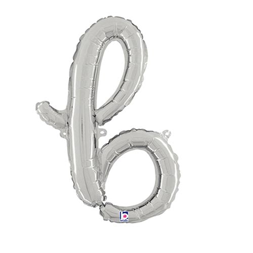Silver Script Letter B Foil Balloon 24"