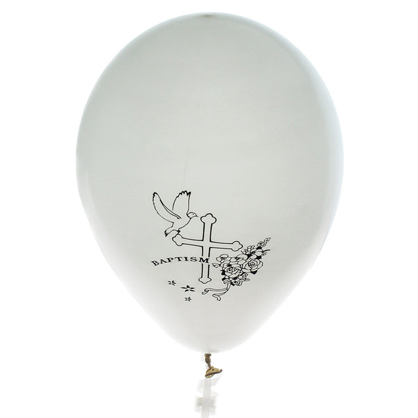 Latex 11" White Baptism Theme Balloon 12ct