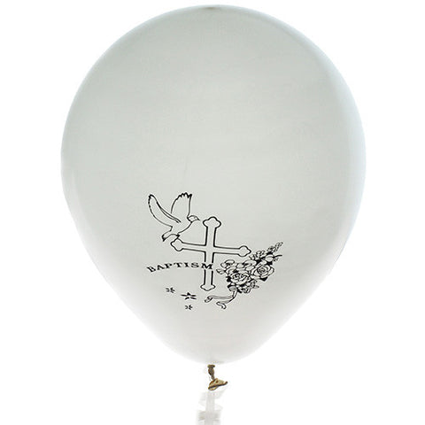 Latex 11" White Baptism Theme Balloon 12ct