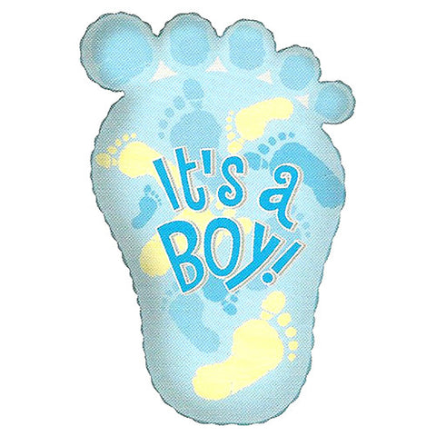 Baby Boy Footprint Super Shape Blue Foil / Mylar Balloon 28"