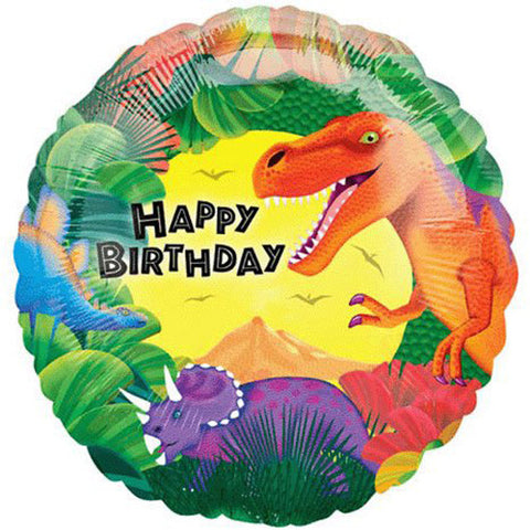 18" Dinosaur Happy Birthday Theme Foil / Mylar Balloons ( 6 Balloons )