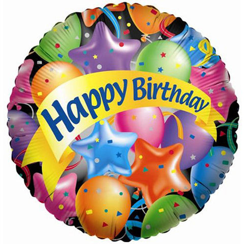 18" Festive Balloons Happy Birthday Theme Foil / Mylar Balloons ( 6 Balloons )