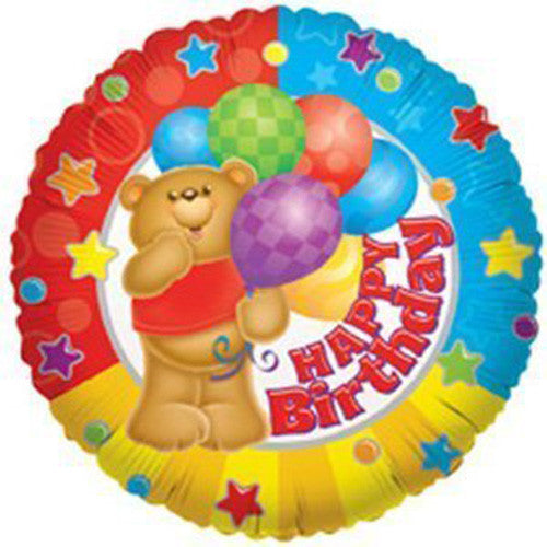 18" Happy Birthday Bear Theme Foil / Mylar Balloons ( 6 Balloons )