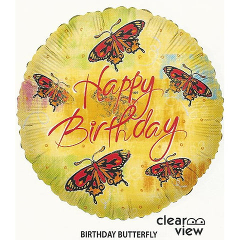 18" Birthday Butterfly Clear View Theme Foil / Mylar Balloons ( 6 Balloons )