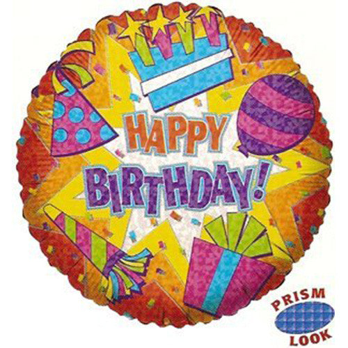 18" Happy Birthday Colorful Burst Theme Foil / Mylar Balloons ( 6 Balloons )