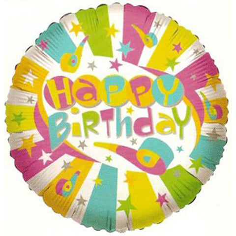 18" Birthday Blowouts Theme Foil / Mylar Balloons ( 6 Balloons )