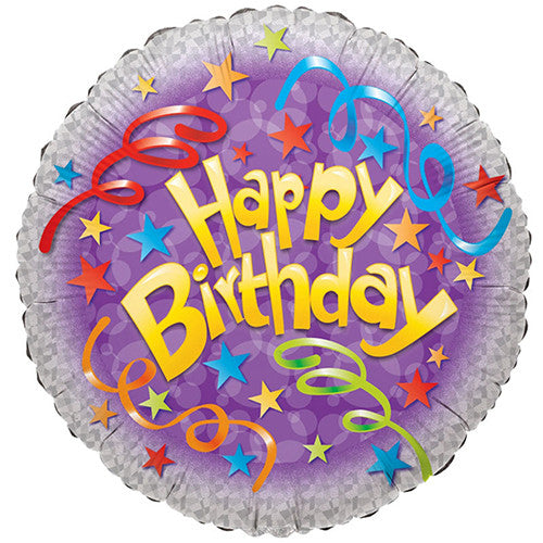 18" Birthday Streamers Theme Foil / Mylar Balloons ( 6 Balloons )