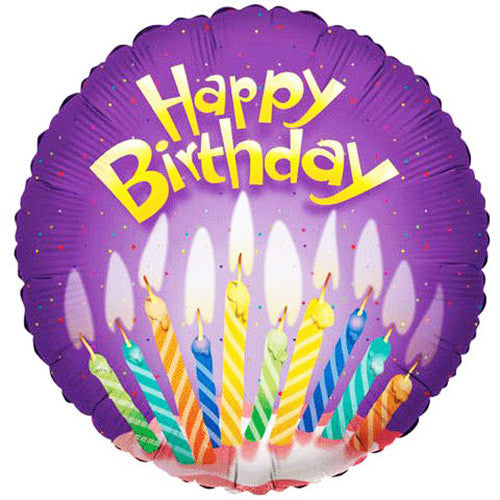 18" Big Candles Happy Birthday Theme Foil / Mylar Balloons ( 6 Balloons )