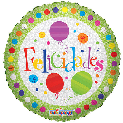 18" Balloons and Dots Felicidades Spanish Theme Foil / Mylar Balloons ( 6 Balloons )