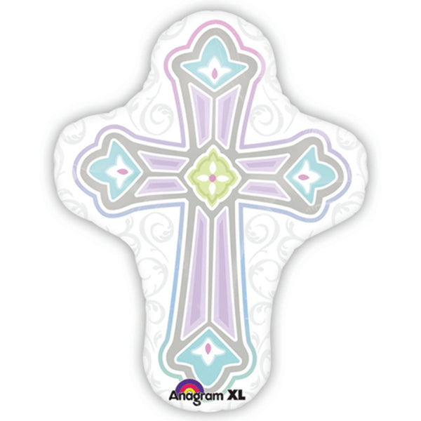 Jumbo Cross Baptism / Communion Theme Foil Balloon 28 "