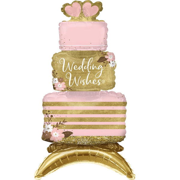 Wedding cake centerpiece air filled  foil balloon 25" tall