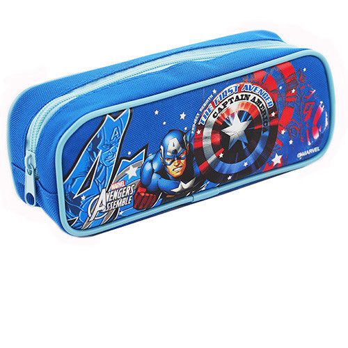 Captain America Character Single Zipper Blue Pencil Case