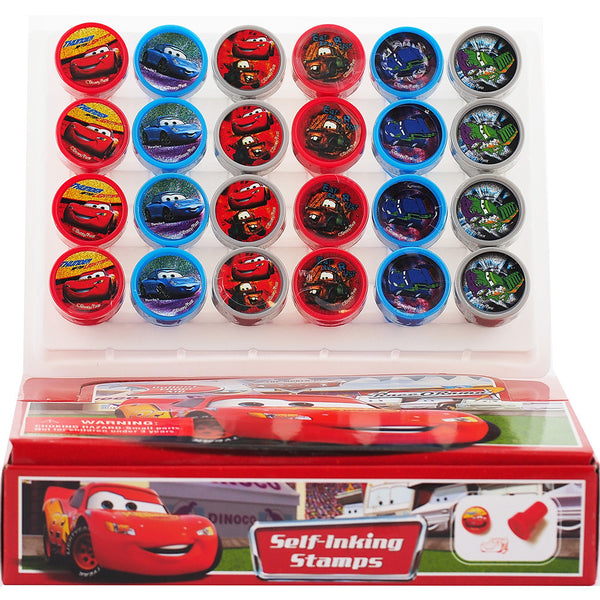 24 Car Character Authentic Licensed Self Inking Stampers in a Box