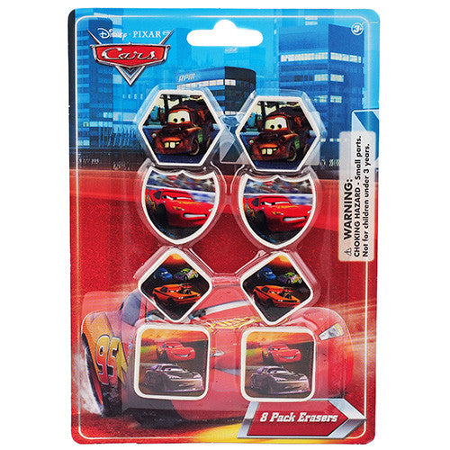 Car Character 8 Small Beautiful Shaped Licensed Erasers Pack