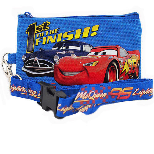 Car Character Blue Lanyard with Detachable Coin Purse