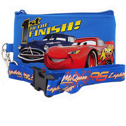 Car Character Blue Lanyard with Detachable Coin Purse