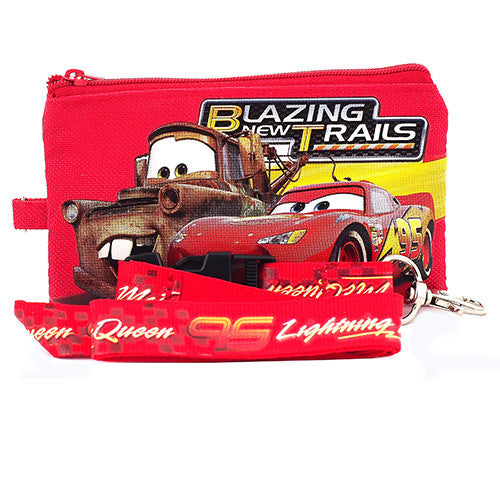 Car Character Red Lanyard with Detachable Coin Purse