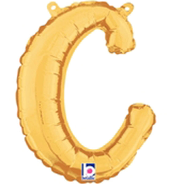 Gold Script Letter C Foil Balloon 14"