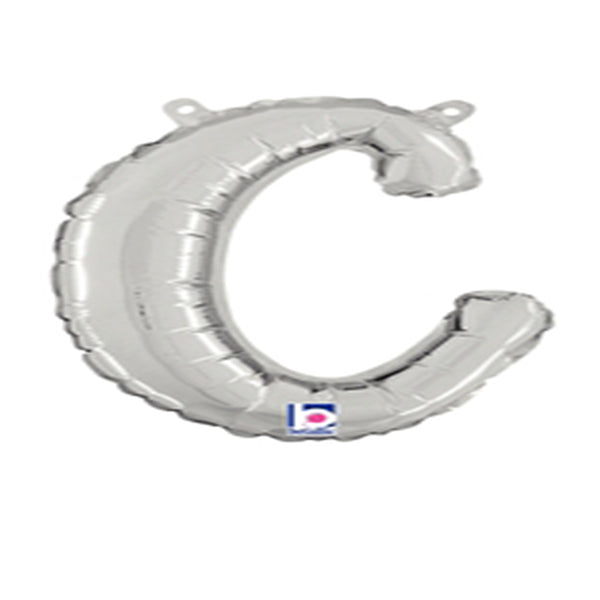 Silver Script Letter C Foil Balloon 14"