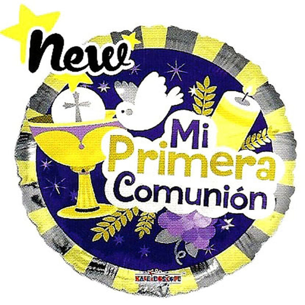 3 Mi Primera Comunion Theme Gold Foil / Mylar Balloon 18"