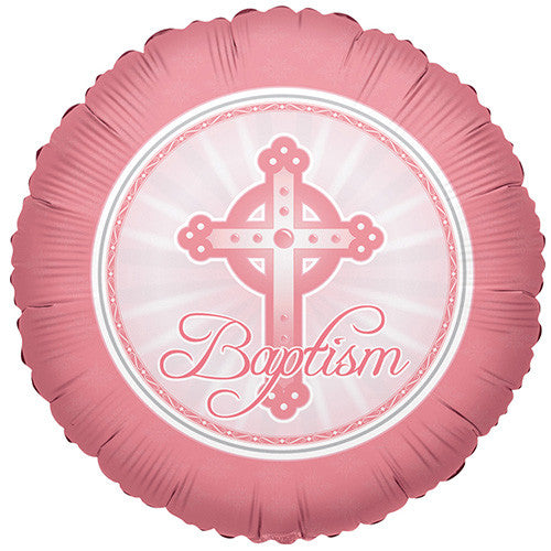 18" Baptism Cross Theme Pink Foil Balloon ( 3 Balloons )