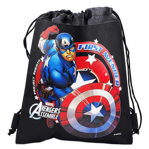 Captain America Character Authentic Licensed Black Drawstring Bag