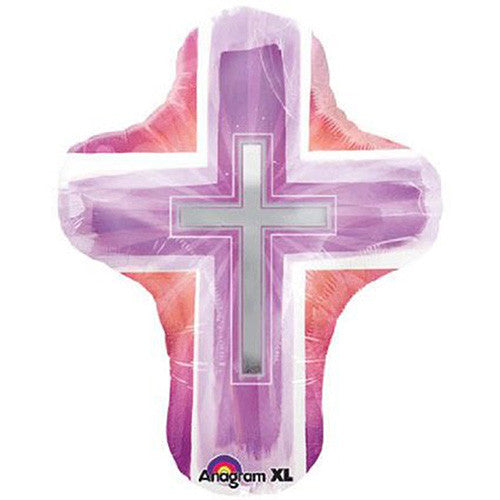 Jumbo Pink Cross Baptism/Communion Theme Foil Balloon 28 "