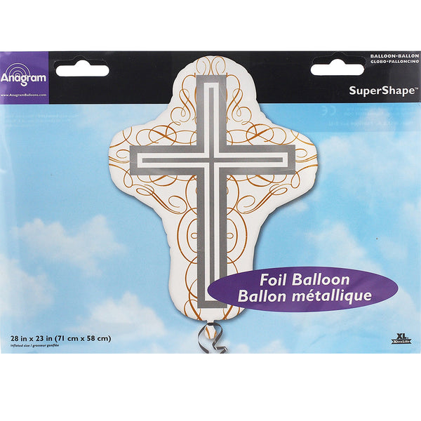 Jumbo White Cross Baptism/Communion Theme Foil Balloons 28 "