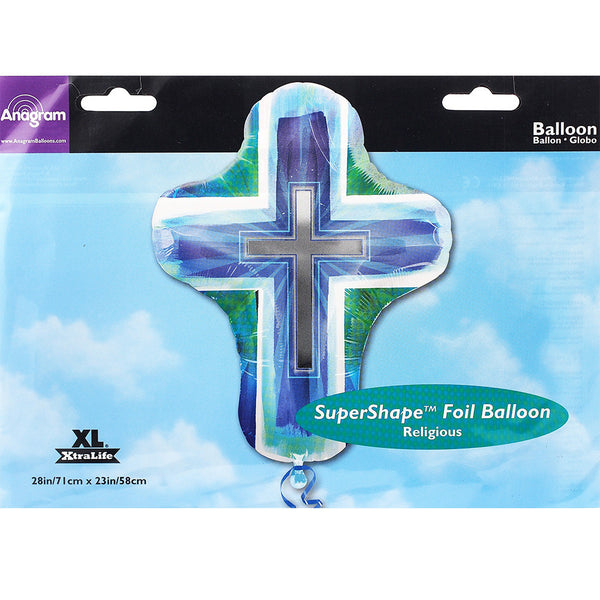 Jumbo Blue Cross Baptism/Communion Theme Foil Balloon 28 "
