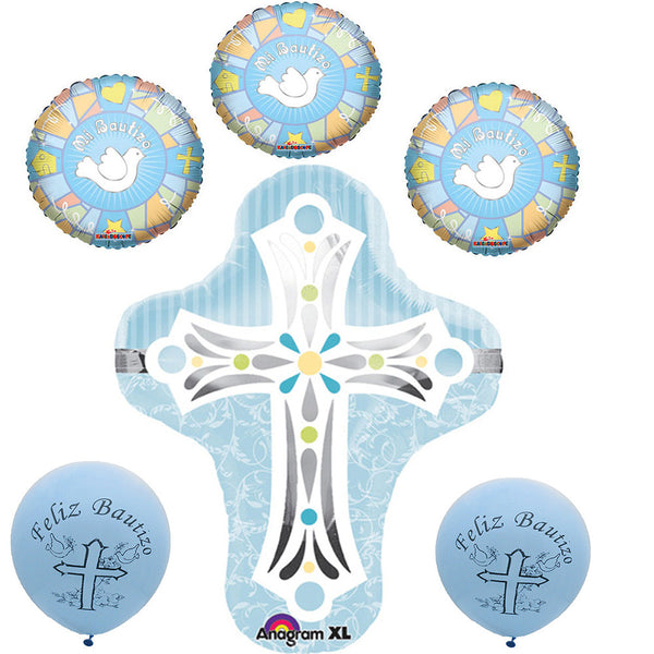 Baptism Blue Foil / Mylar and Latex Balloons Valued Pack ( 6 Balloons )