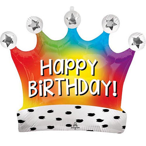 Crown Happy Birthday Foil Balloon 27"
