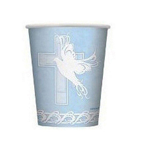 Baptism or Communion Blue Dove Cross Cup 7 oz ( 8 Cups )