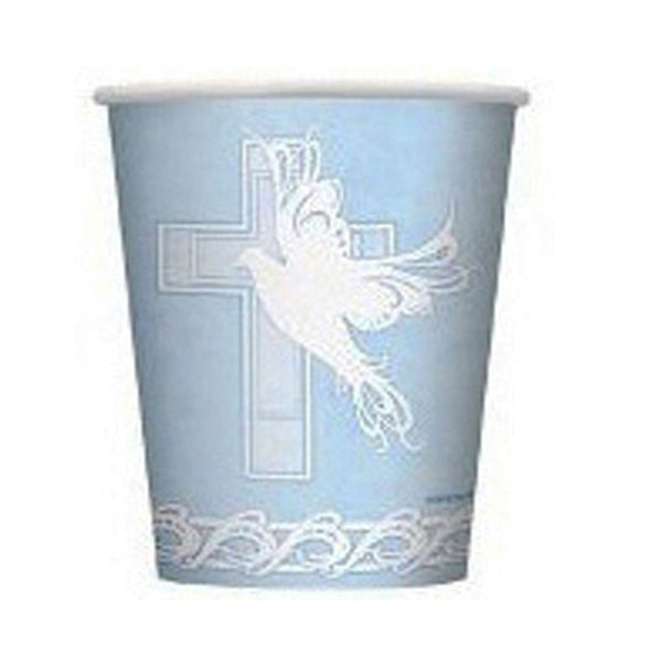 Baptism or Communion Blue Dove Cross Cup 7 oz ( 8 Cups )